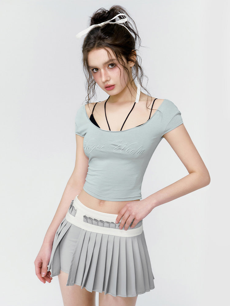 Cropped Logo Tight Casual T-Shirt