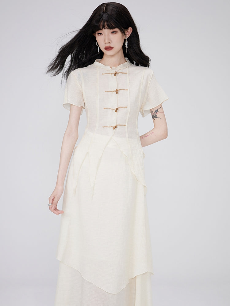 China Natural Slim Setup Blouse & Long-Scirt