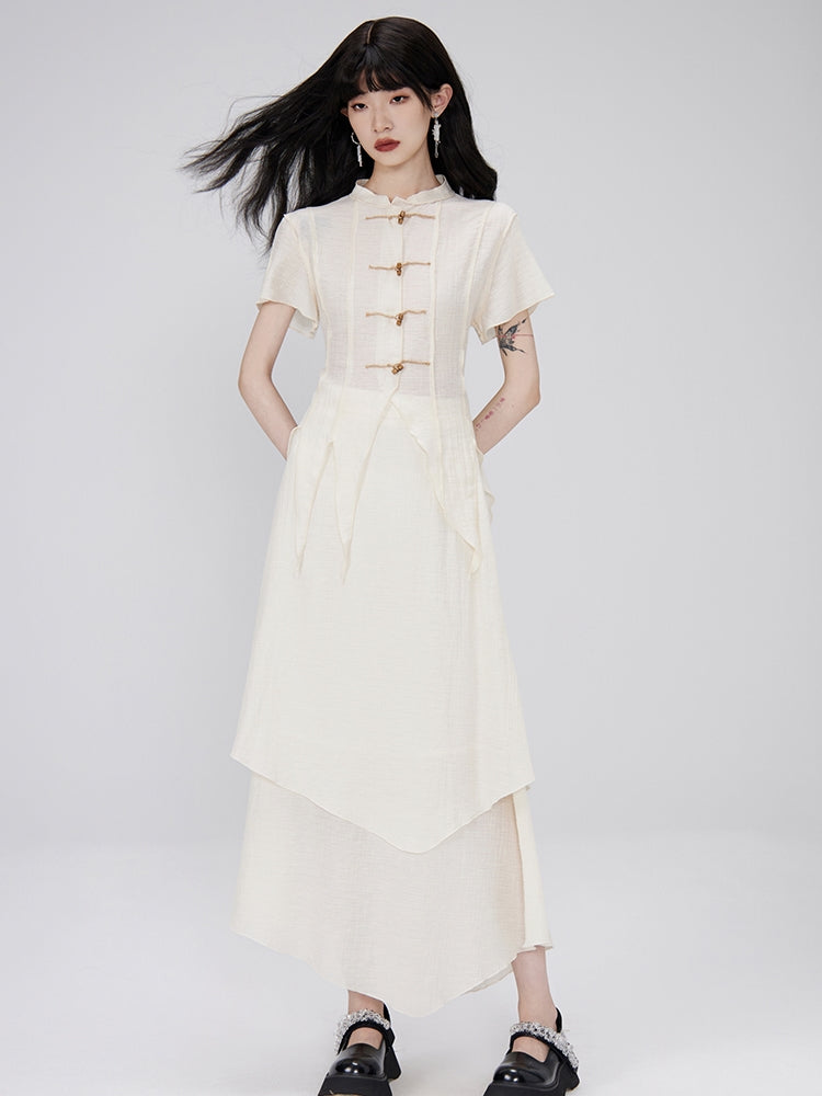 China Natural Slim Setup Blouse & Long-Scirt