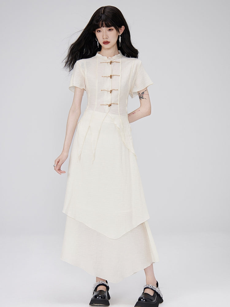 China Natural Slim Setup Blouse & Long-Scirt