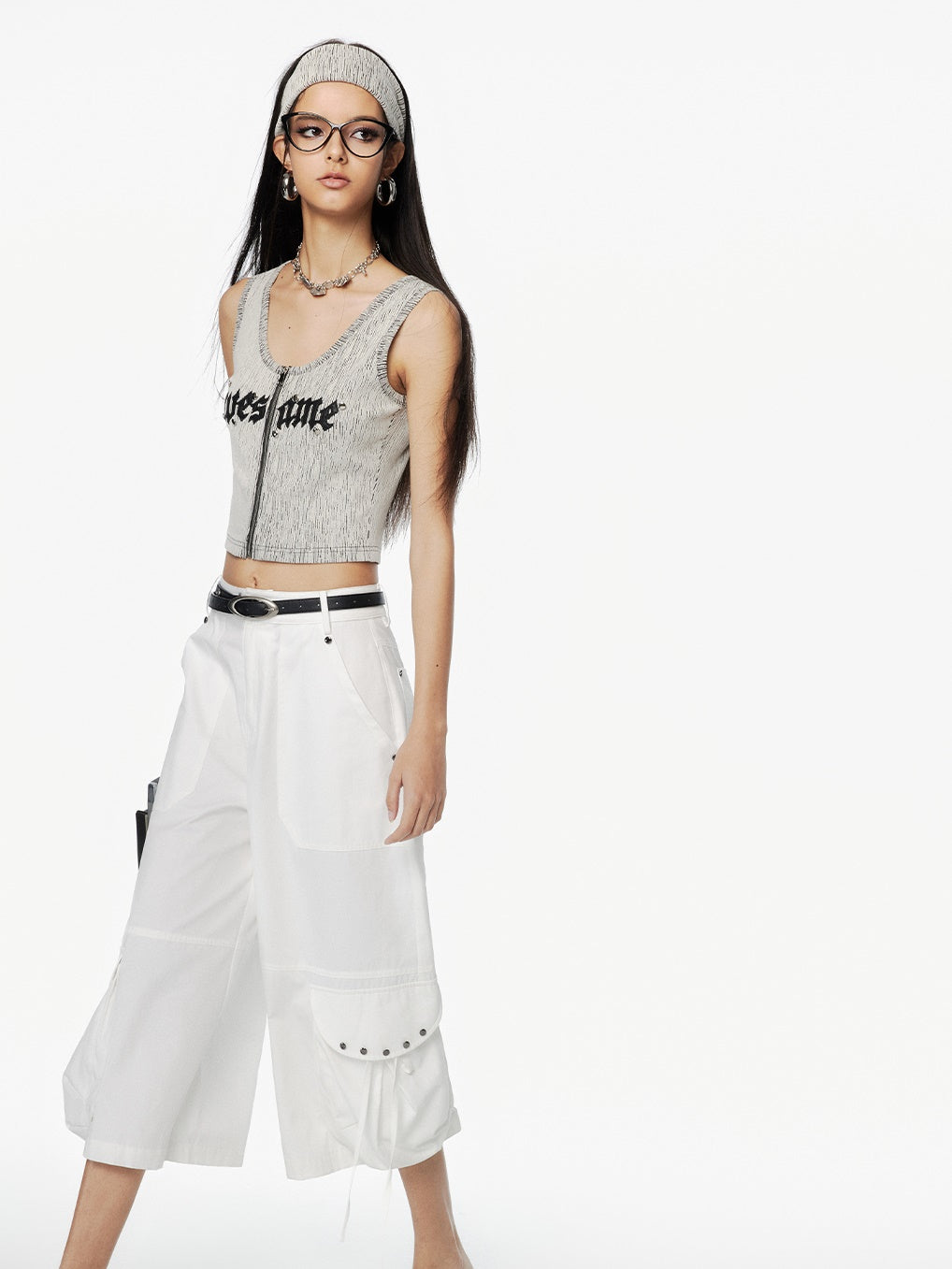 Zip Nichi Sleeveless Retro Stripe Tops