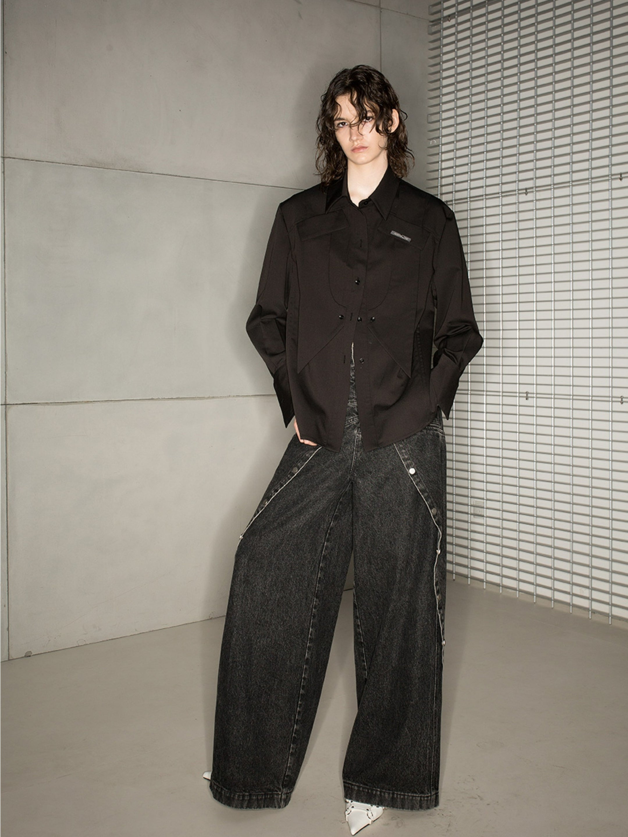 Denim Nichi Setup Casual Jacket & Wide-Hose Setup