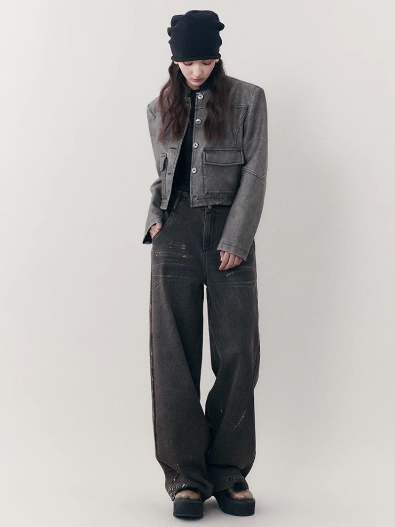 Denim pantalon casial en vrac droit
