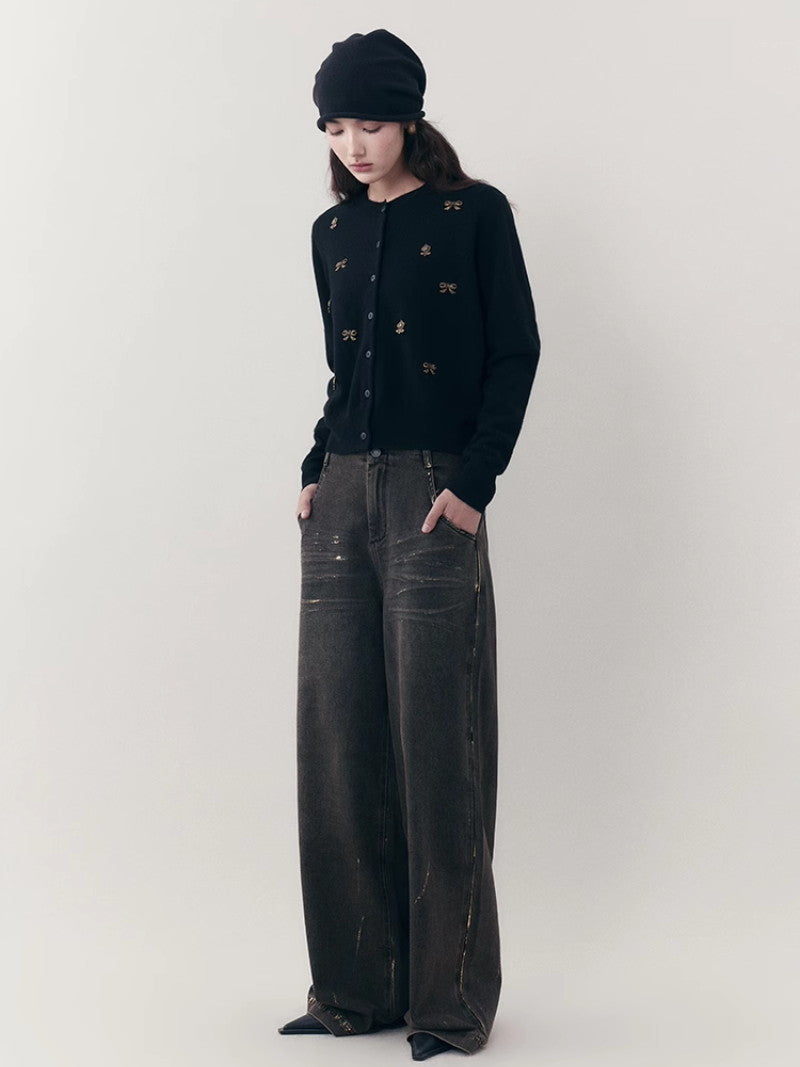 Denim pantalon casial en vrac droit