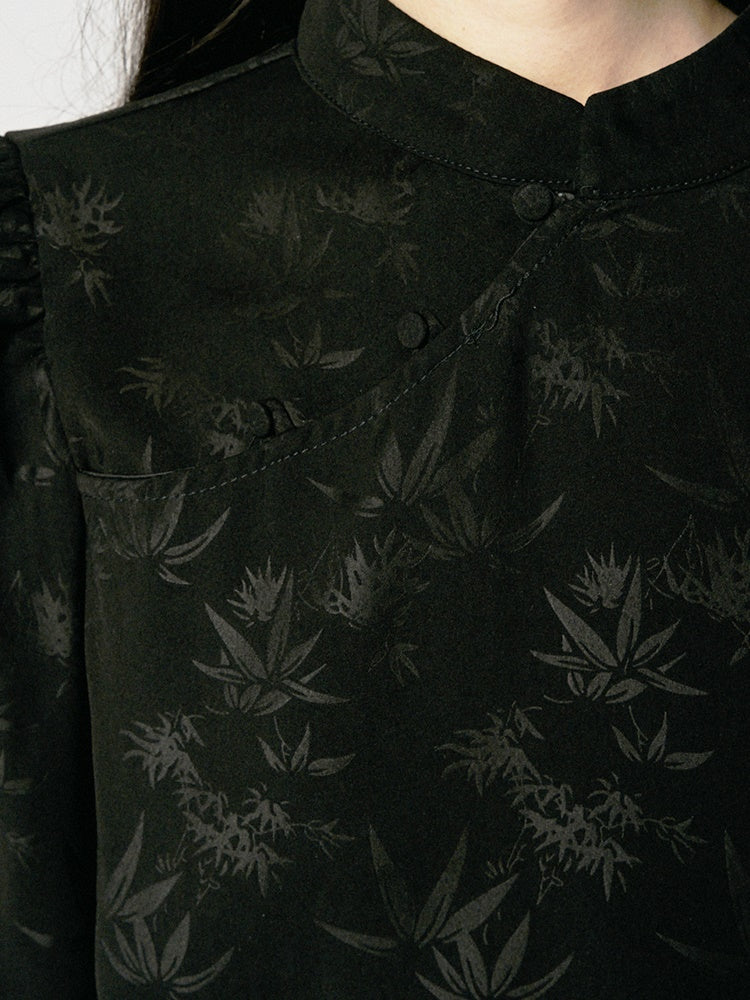 Blouse&Long-Skirt Chic Simple Embroidery Leaf Set-Up