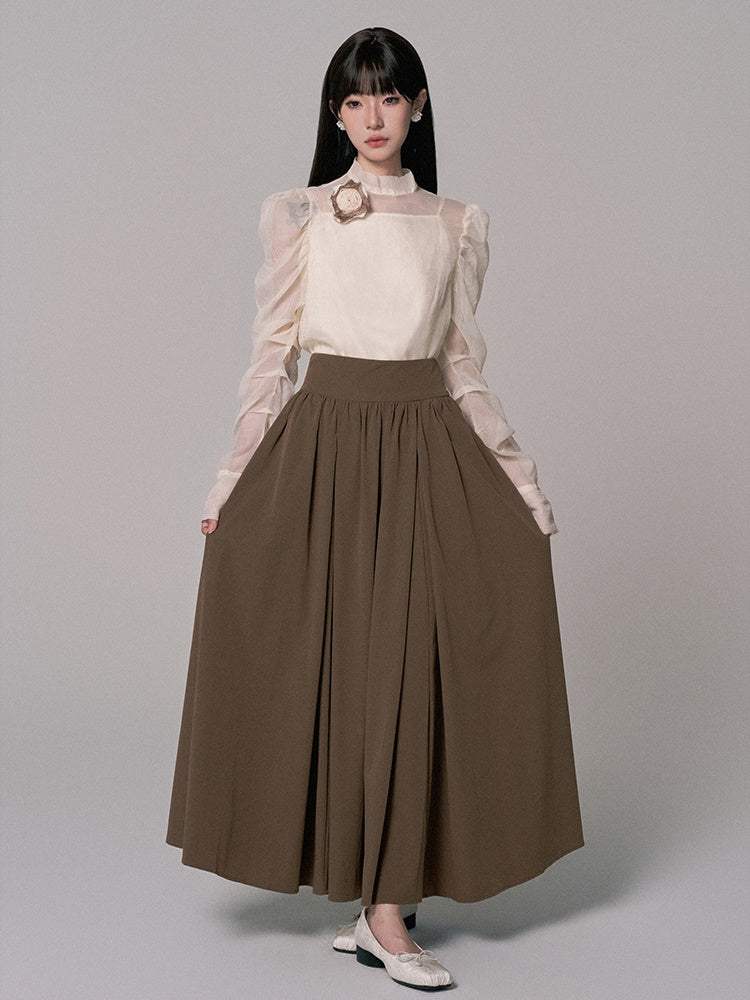 2Set Set-Up See-Through High-Neck Blouse&Camisole