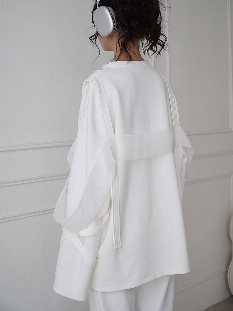 Star Nichi Zip Lace-Up Embroidery Ovreszie Cross Tops