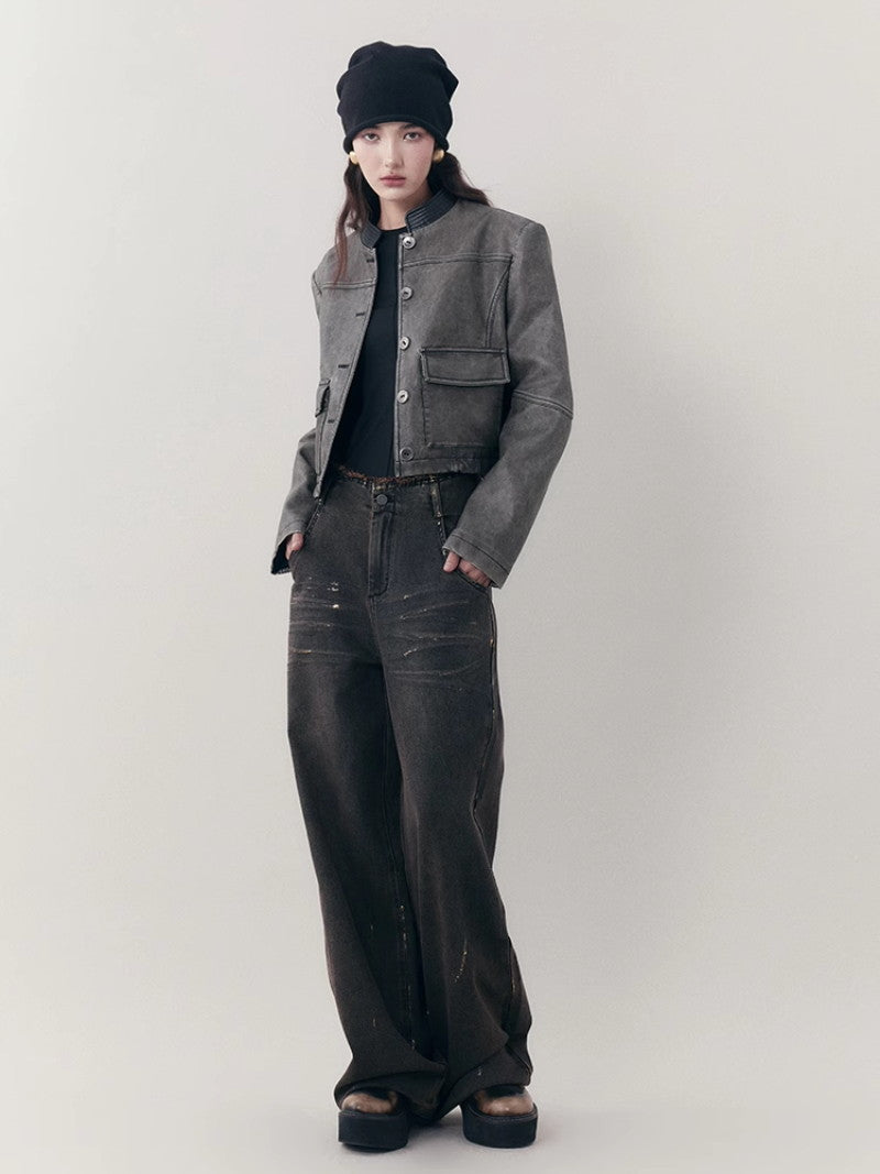 Denim pantalon casial en vrac droit