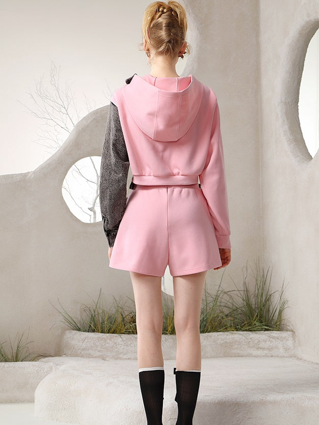 Parka & Short-Hose Denim & Sweat Casual Docking Hoddie Setup
