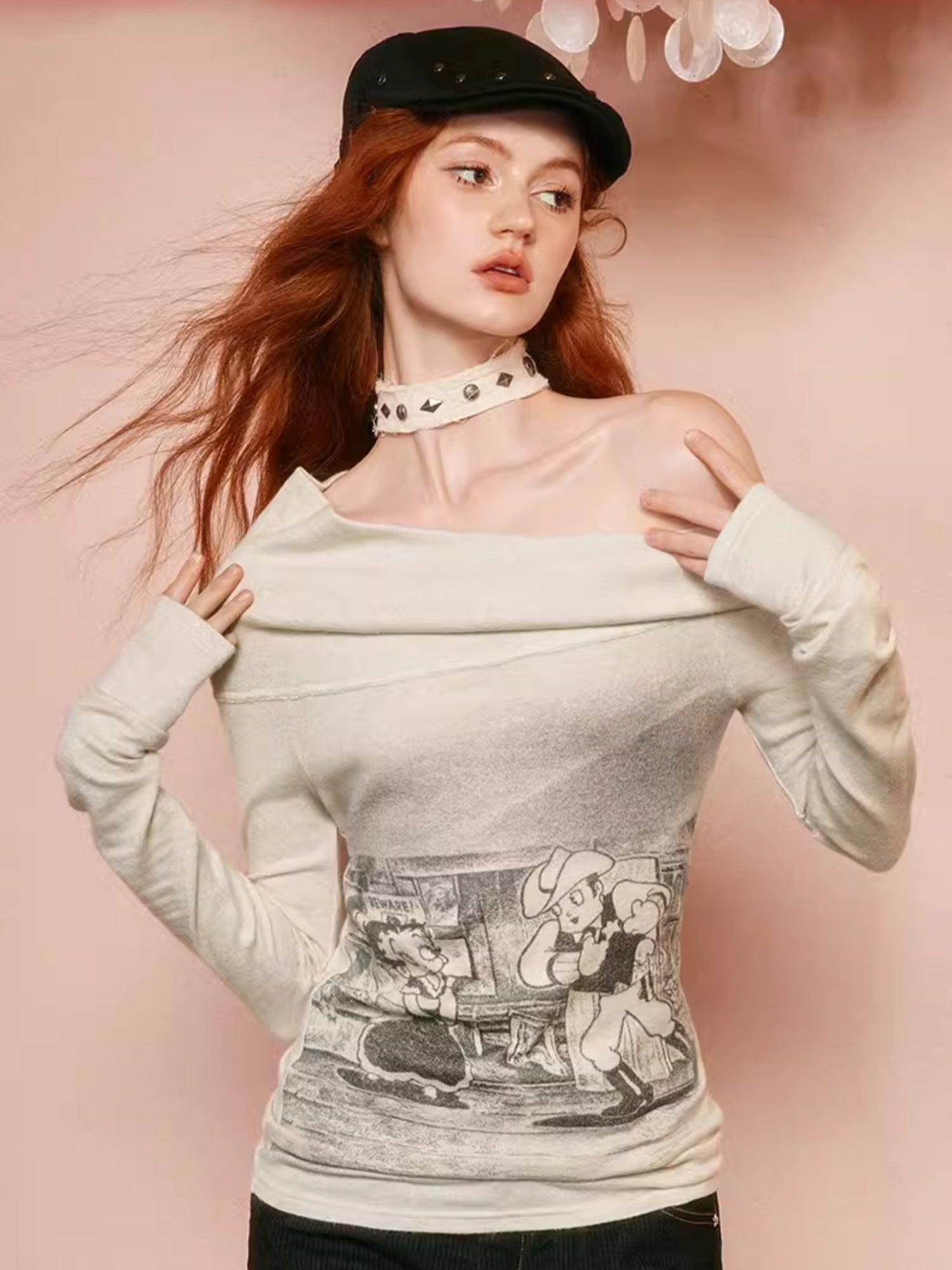 베티 오프 숄더 슬림 일러스트레이션 Cutsew