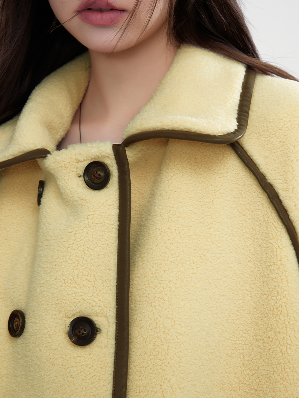 Middle Boa warmer Retro lässig bi-color Big-Pocket-Mantel