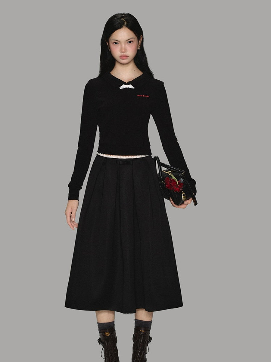 Simple Flare A-Line Plain Long-Skirt