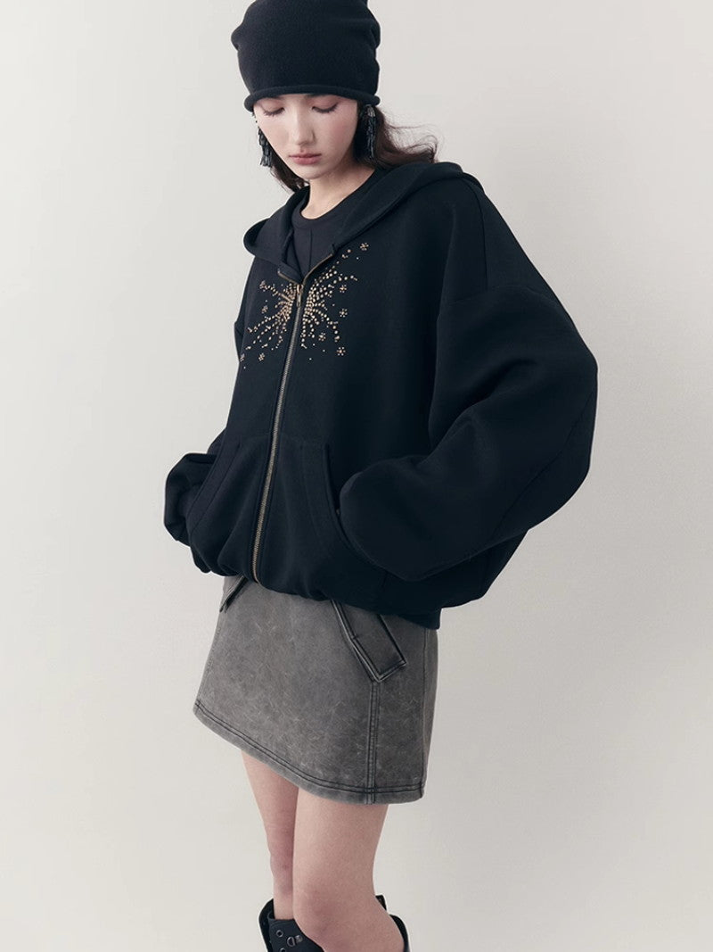 Leather Casual Handsome Set-Up Jacket&Mini-Skirt