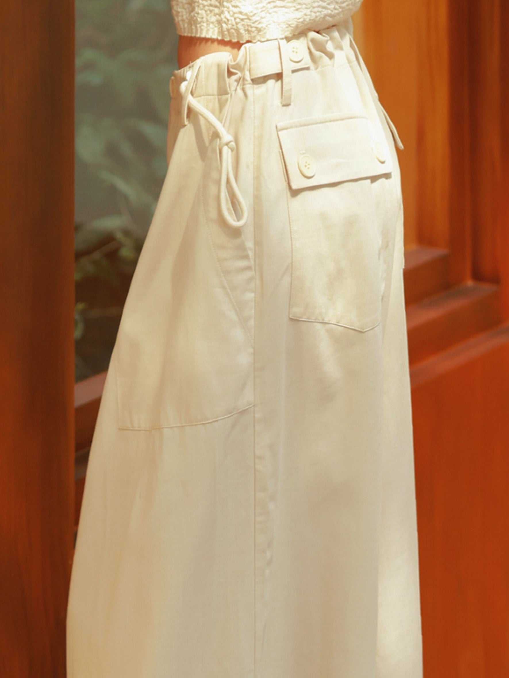 Drawstring Natural Loose Wide-Pants