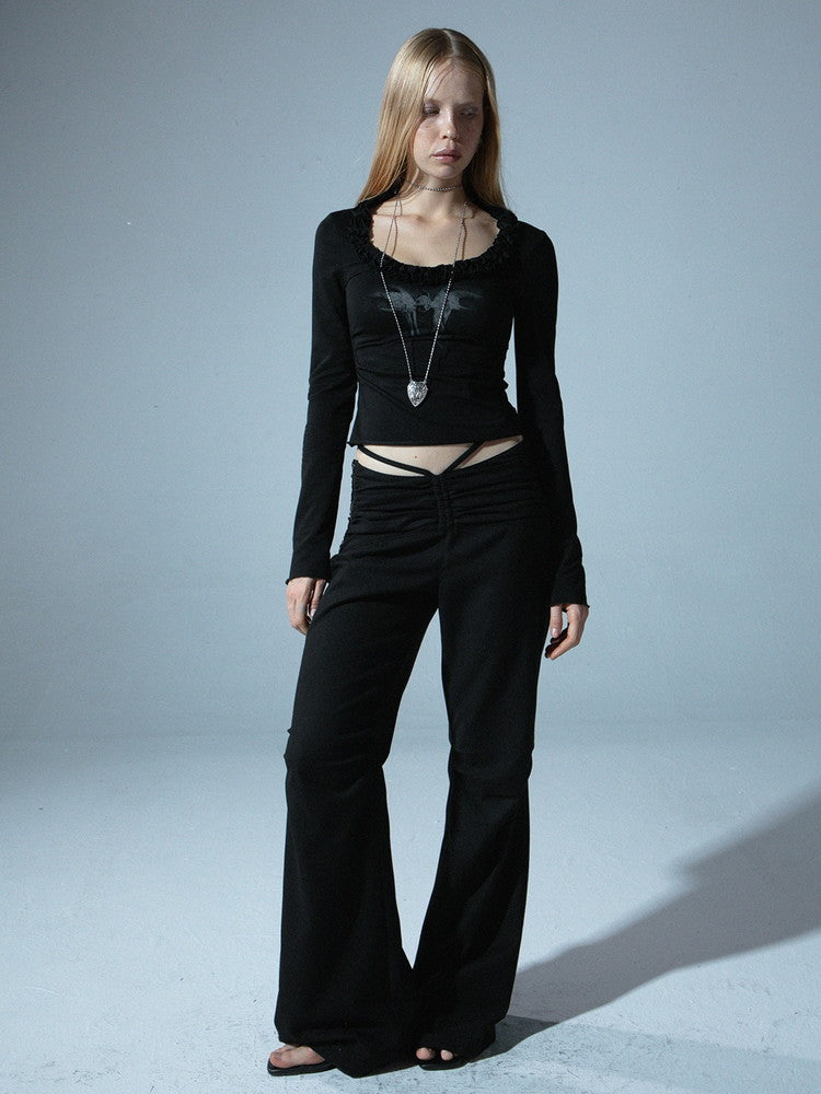 Low-Waist Stretch Slim Casual Flare-Pants