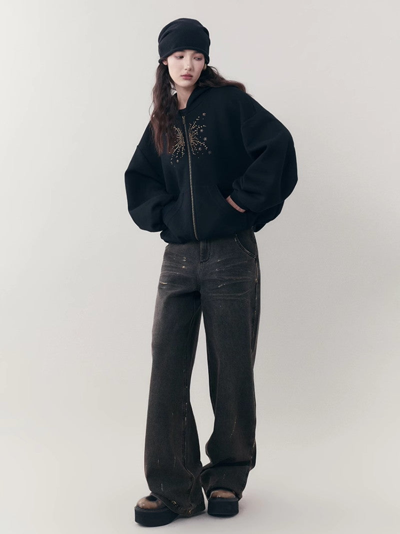 Denim pantalon casial en vrac droit