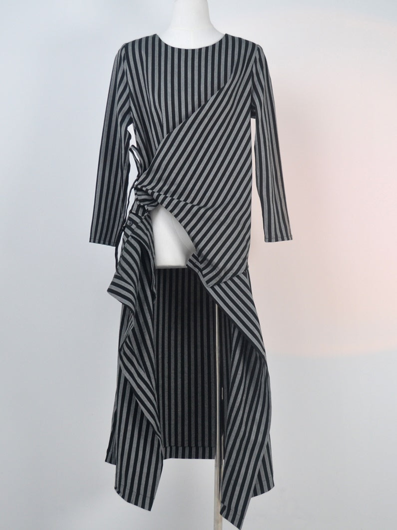 Stripe Wrap Nichi Loose Natural One-Piece