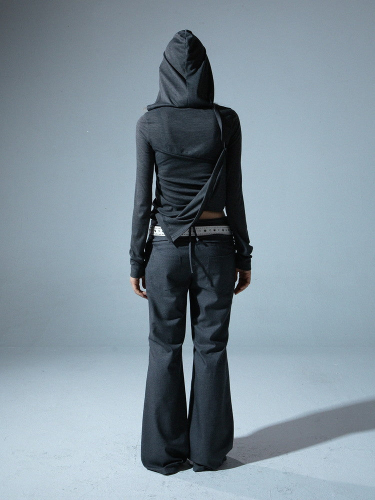 Low-Waist Stretch Slim Casual Flare-Pants