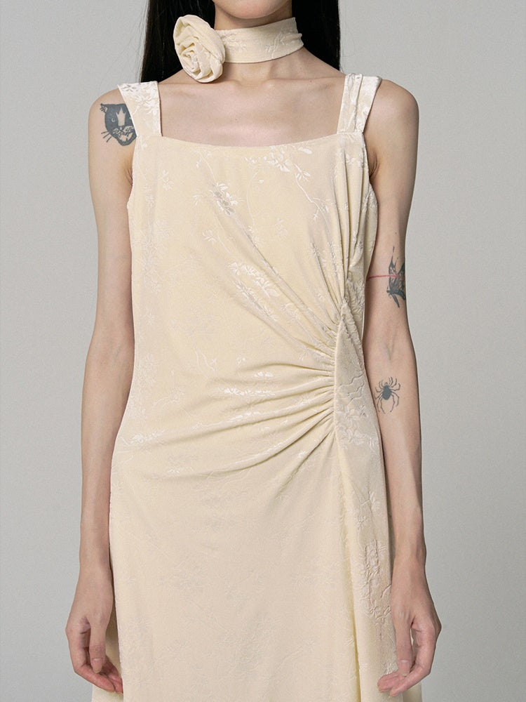 Set-Up Gather Embroidery Simpler Chic Dress&Bolero