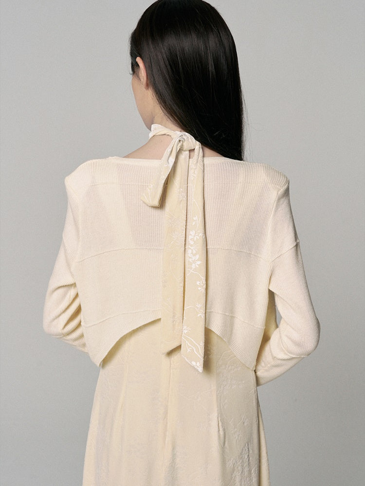 Set-Up Gather Embroidery Simpler Chic Dress&Bolero