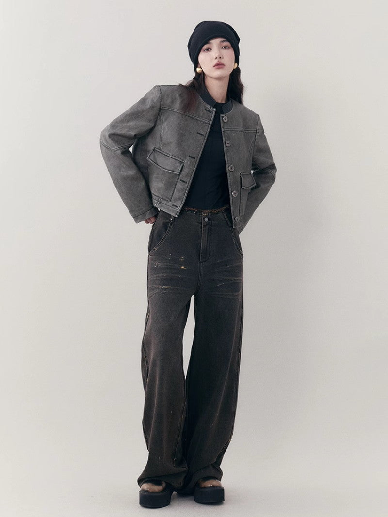Denim pantalon casial en vrac droit