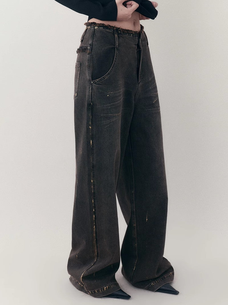 Denim pantalon casial en vrac droit