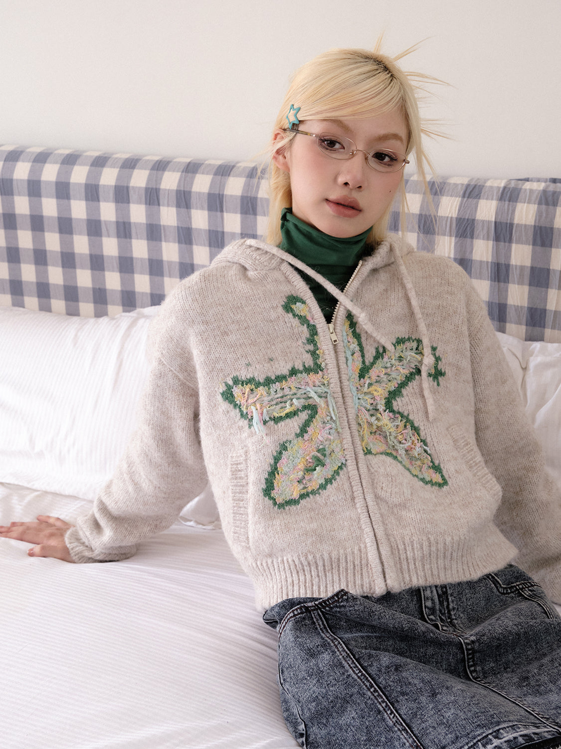 Cardigan dommage à sweat à capuche rétro