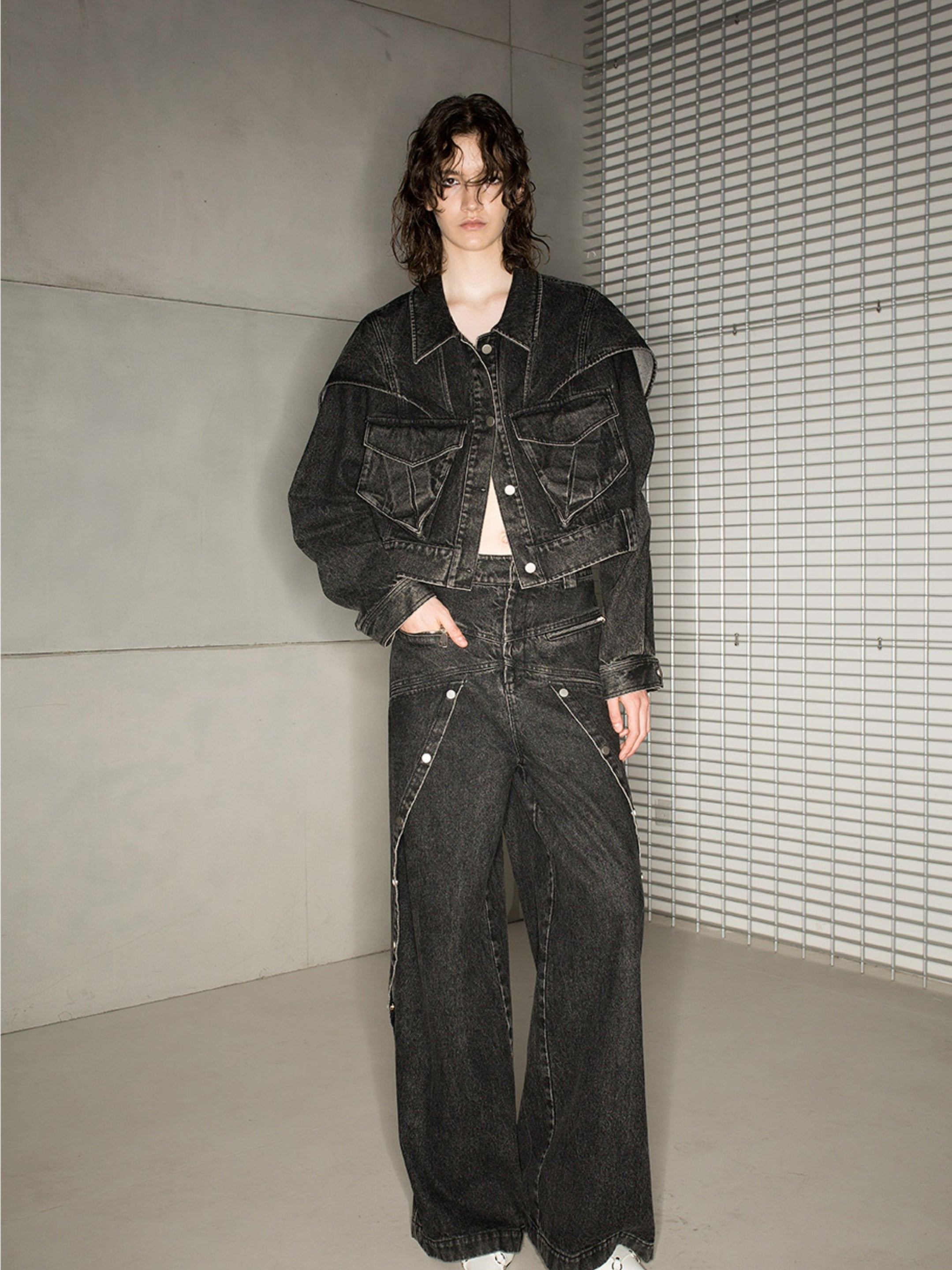 Denim Nichi Setup Casual Jacket & Wide-Hose Setup