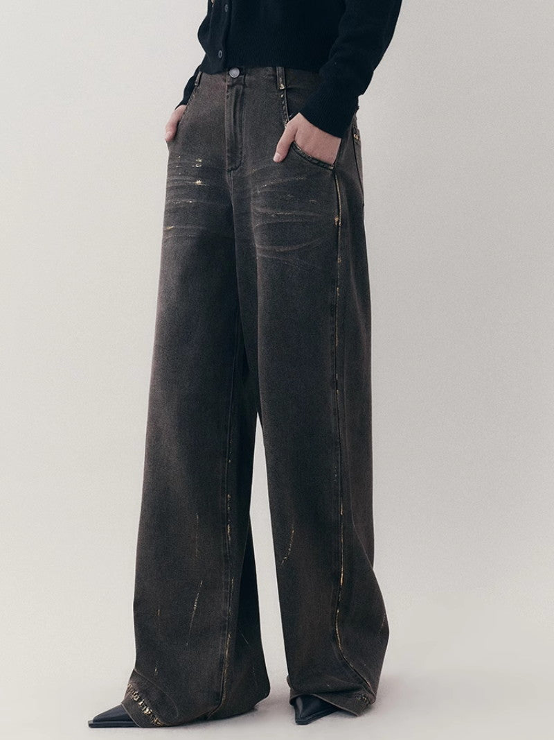 Denim pantalon casial en vrac droit
