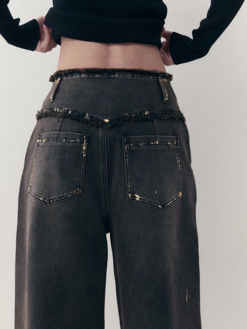 Denim pantalon casial en vrac droit