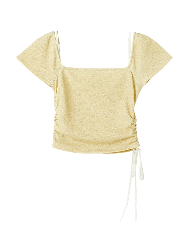Drawstring Simple Cropped Tops