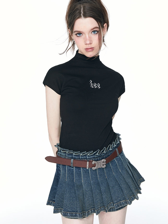 주름 데님 캐주얼 플레어 culottes