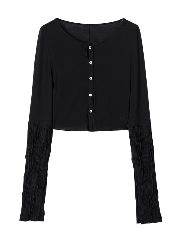 Sheer Crumply Short Thin Cardigan