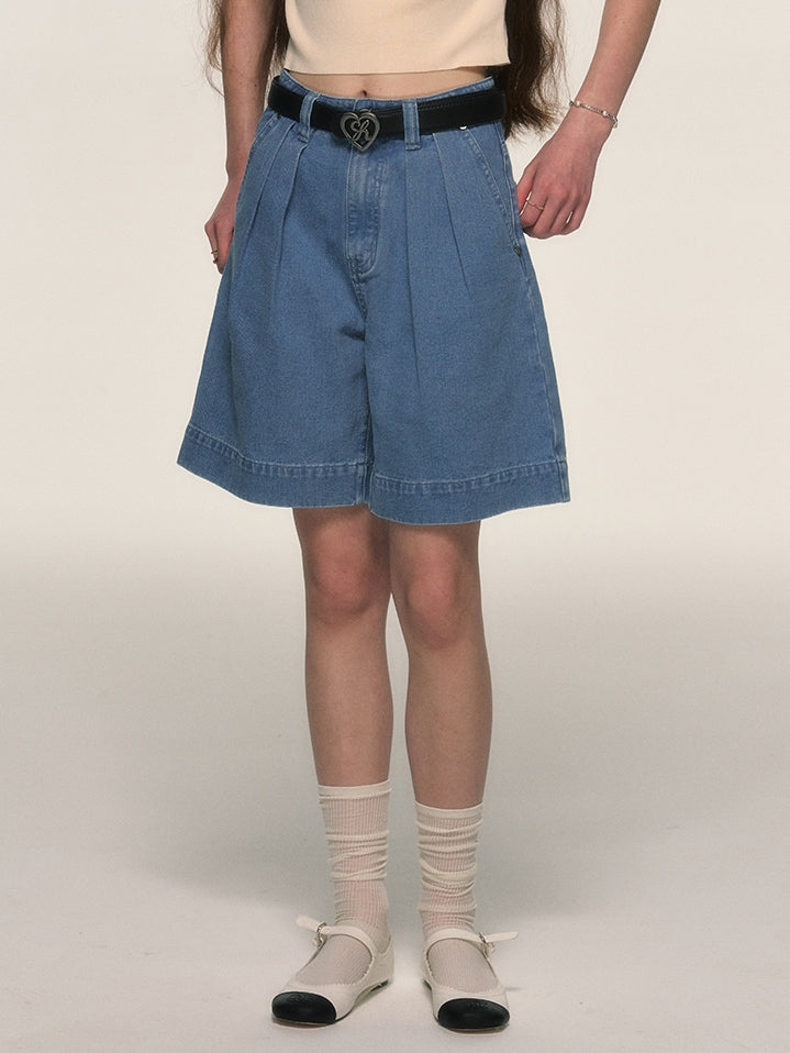 Denim Wide Casual Half-Pants