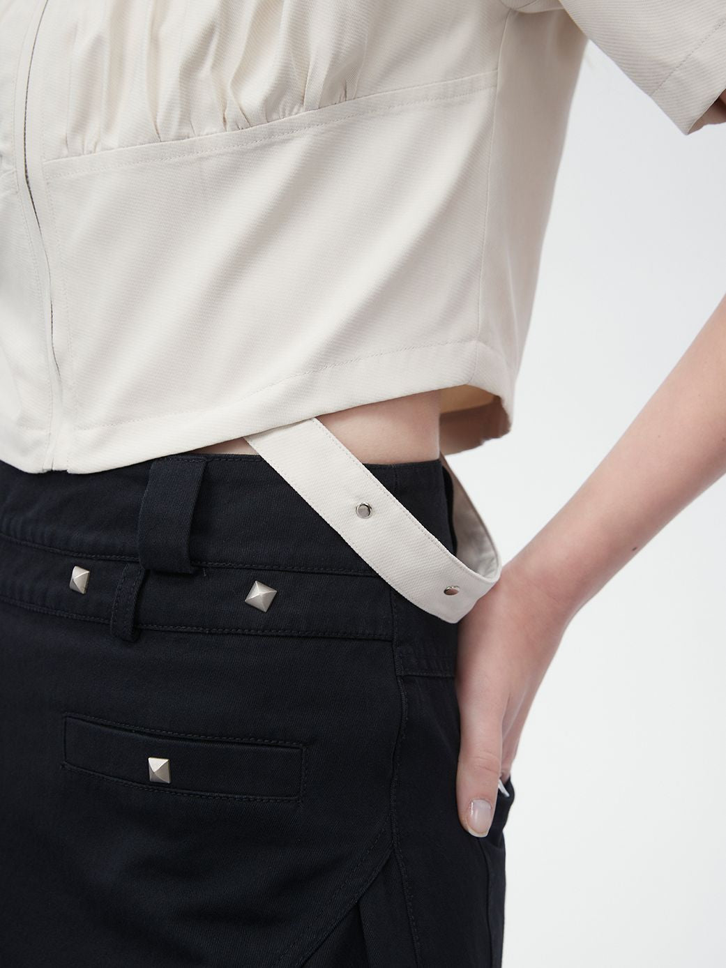 Zip Cropped Nichi Plain Shirt