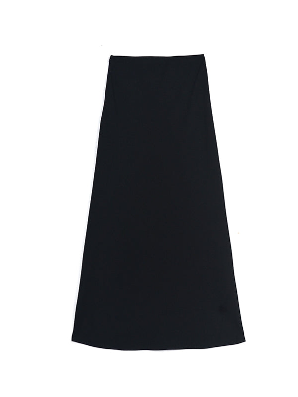 Plain Simple Flare Retro High-Waist Long-Skirt