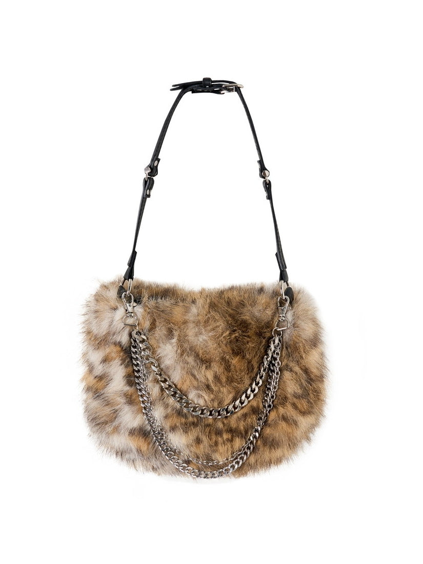 Retro Fluffily Chain Leopard Fur-Bag