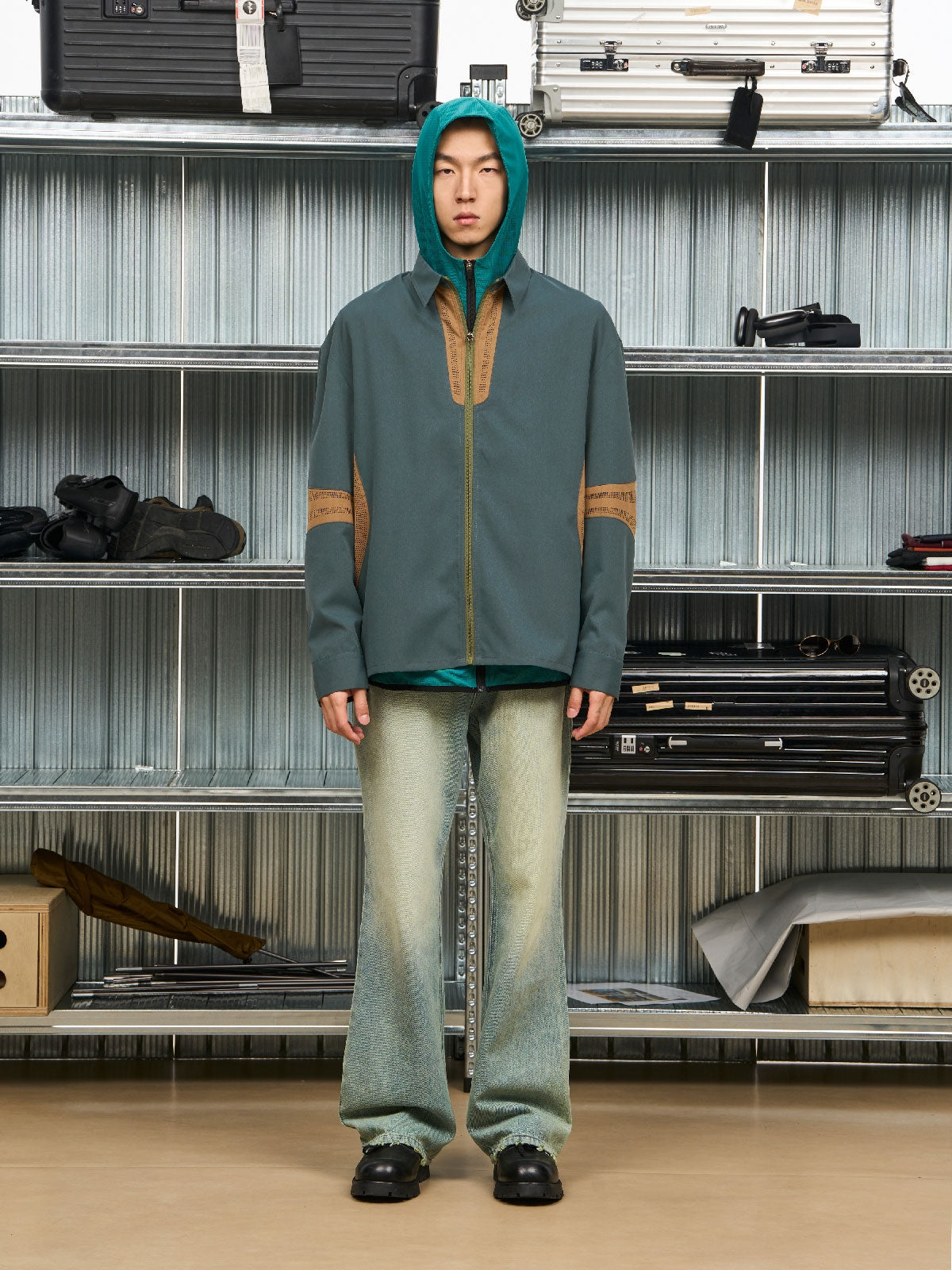 레트로 빈티지 캐주얼 지퍼 대비 재킷