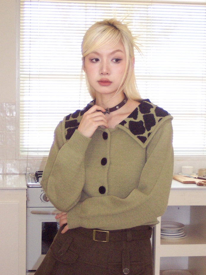 Nichi-Collar Retro Casual Knit