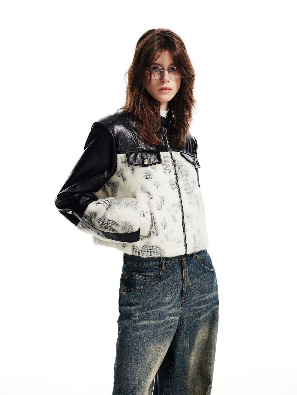Leather&Fur Nichi High-End Cool Patchwork Jacket