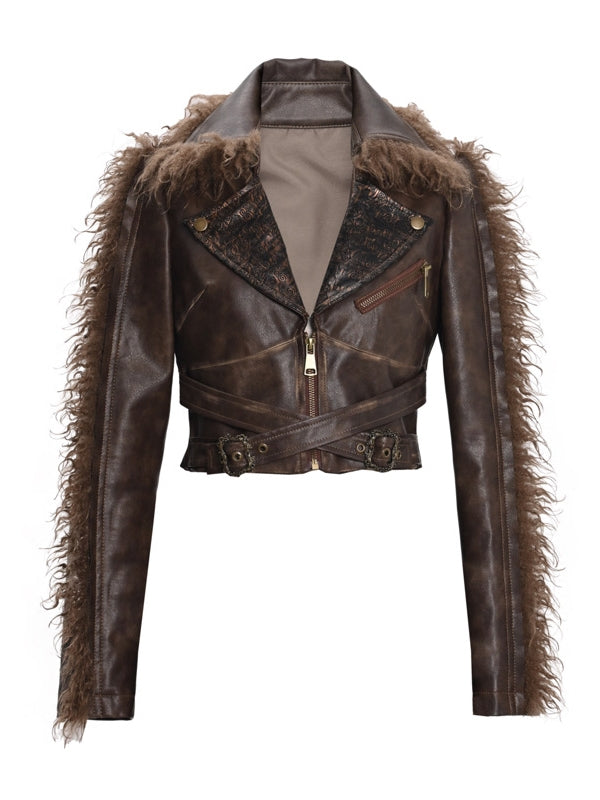 Leder & Fue High-End-Flare Dicke wunderschöne Jacke