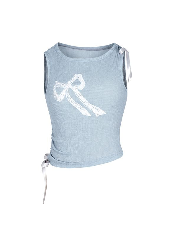 Ribbon Slim Feminine Graphic Tank-Top
