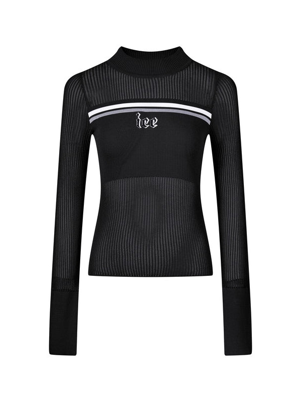 Sheer Mesh Nichi Tight Box-Pleats knit&Skirt