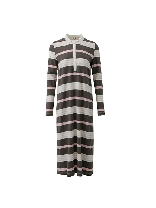 2type Border Long Casual I-Line Polo-One-Piece