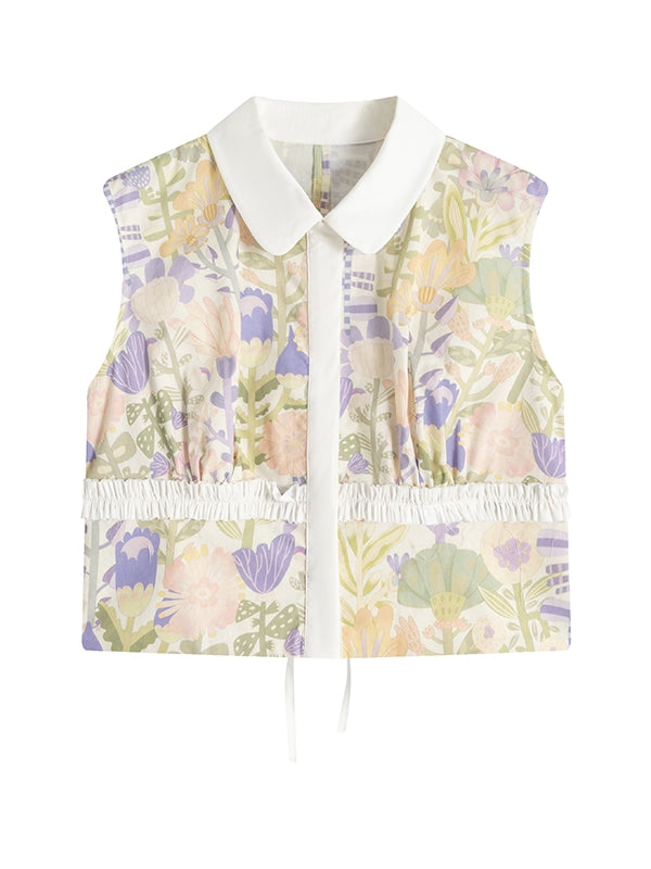 Flower Checked Lace Nichi Cute Blouse & Mini-Skirt