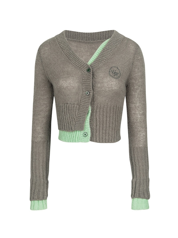 V-Neck 층 니치 짧은 복고풍 니트