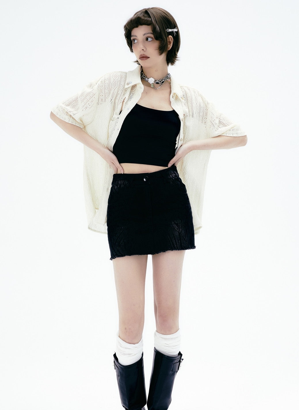 Sheer Nichi Mesh Spitzenhemd