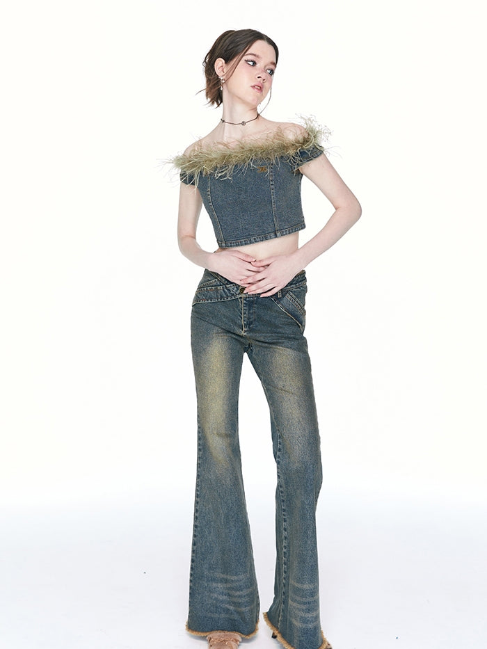 데님 모피는 니치 탑 & 바지를 사라졌다