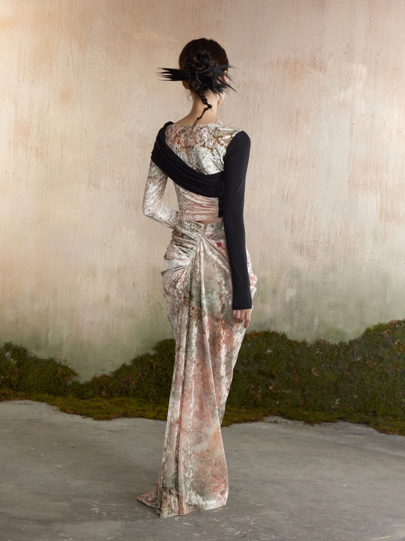 Samt hochhals glänzendes High-End-Blumen-Kurzfilm & Langstreicher