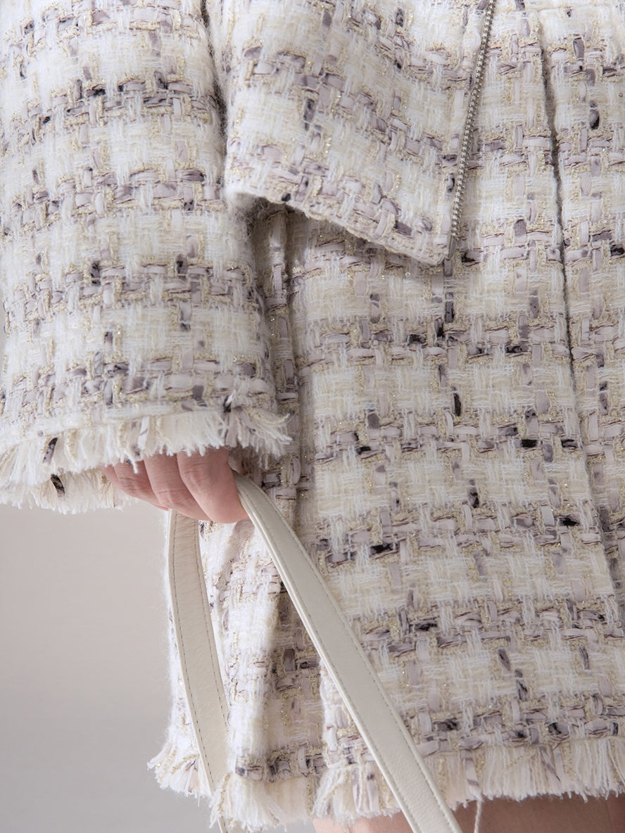 Tweed Suit Chic Wool Oversize Retro Jacket&Skirt